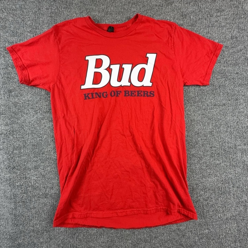 Hanes Shirt Mens Medium Red Bud King Of Beers Logo Graphic Tee Beer Budweiser